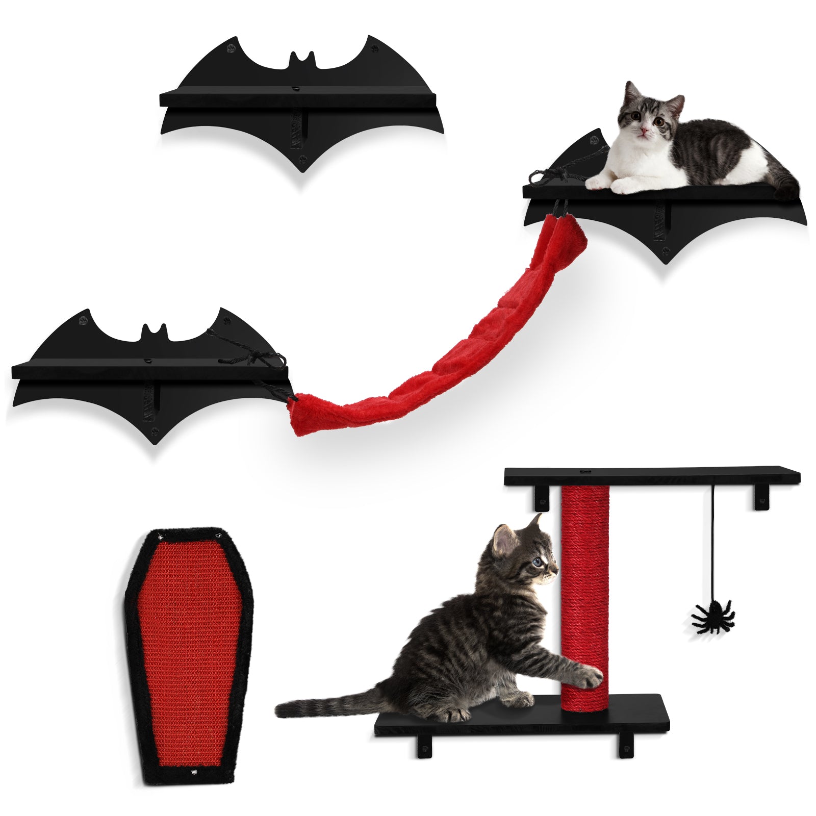 Gothic Cat Wall Shelves 7pcs Wall-Mounted