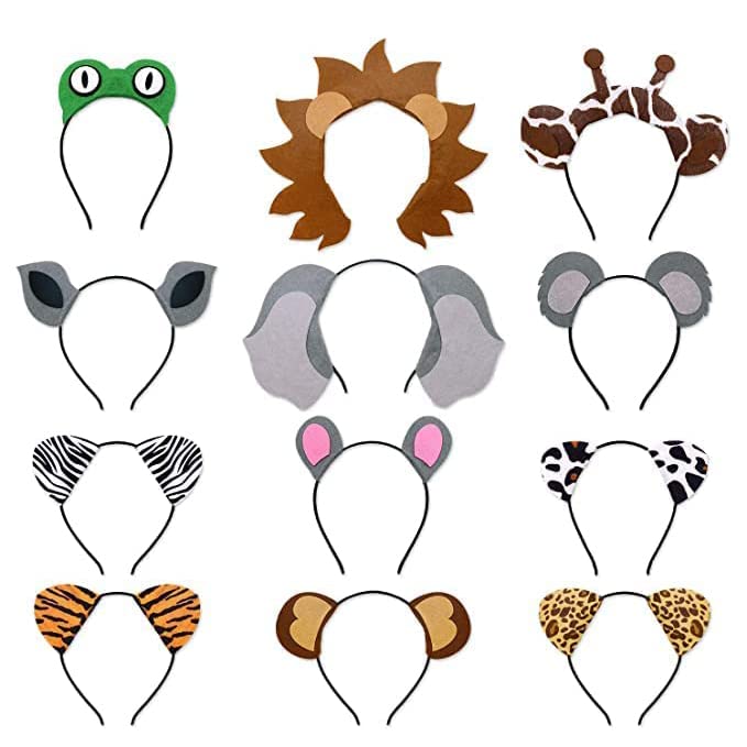12pcs Jungle Animal Headbands Safari Hair Hoop