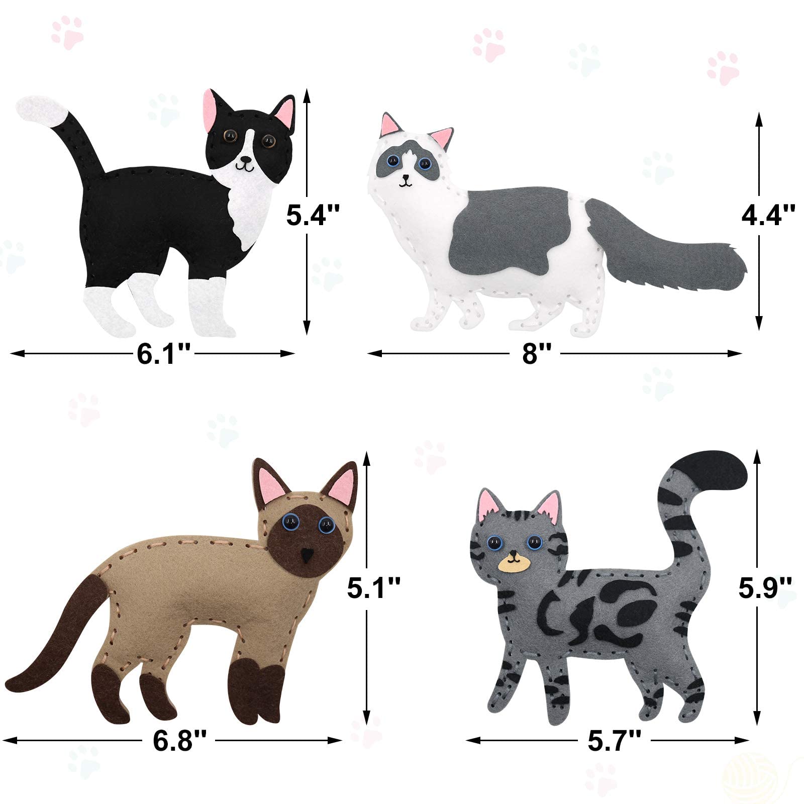 Cat Sewing Kit for Kids 12PCS, Creative Craft and Gift Ideas