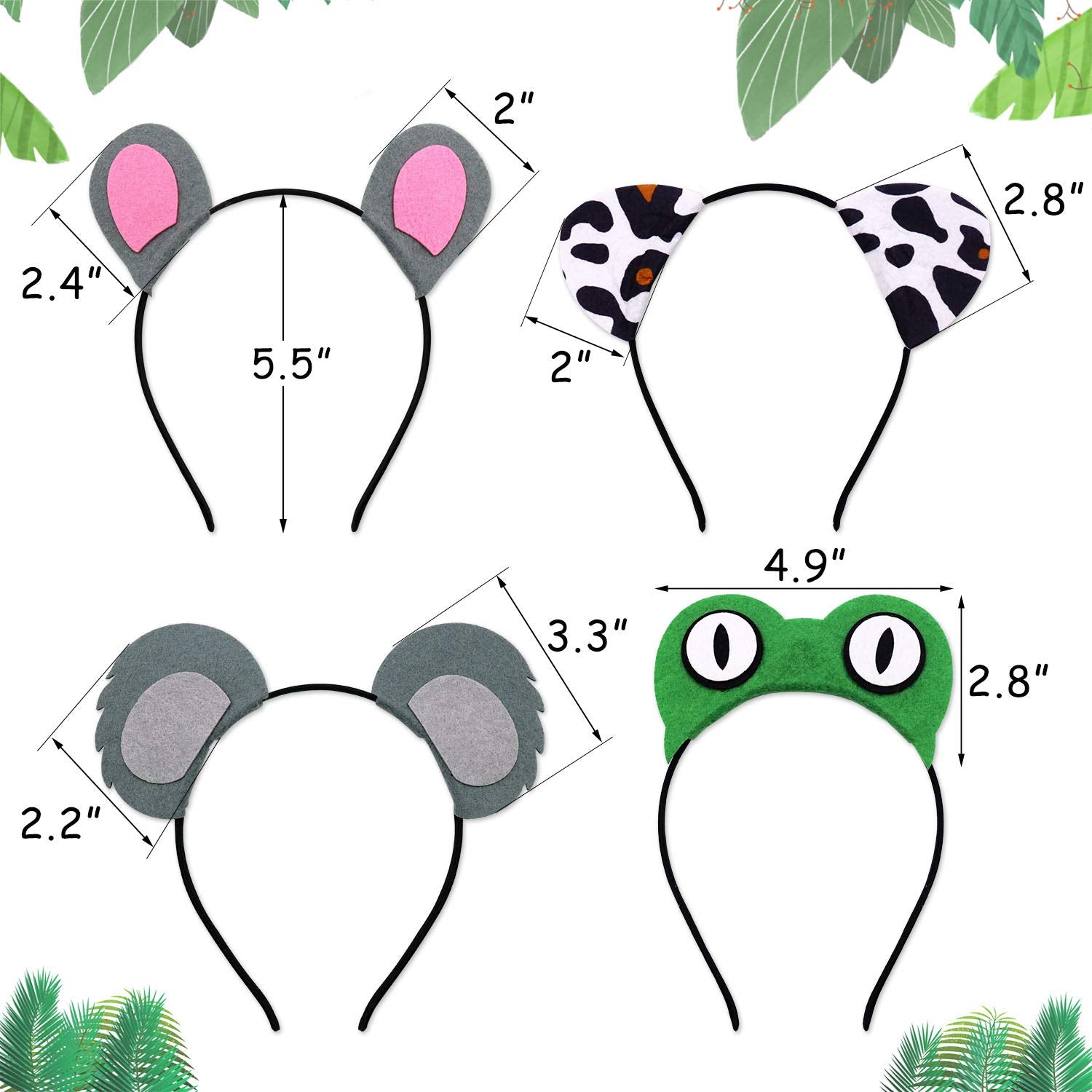 12pcs Jungle Animal Headbands Safari Hair Hoop