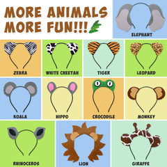 12pcs Jungle Animal Headbands Safari Hair Hoop