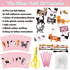 Cat Sewing Kit for Kids 12PCS, Creative Craft and Gift Ideas