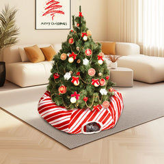 Cat Tunnel Bed Peekaboo Cat Cave Donut Under Christmas Tree Candy Cane Design