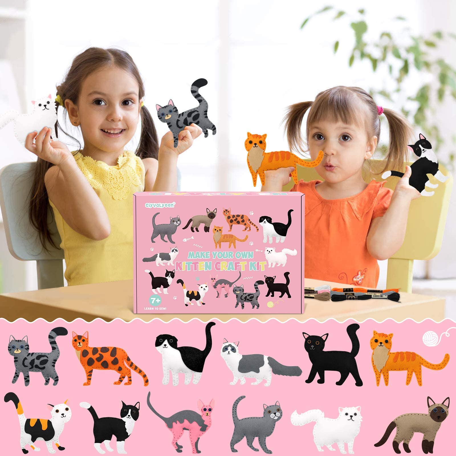 Cat Sewing Kit for Kids 12PCS, Creative Craft and Gift Ideas