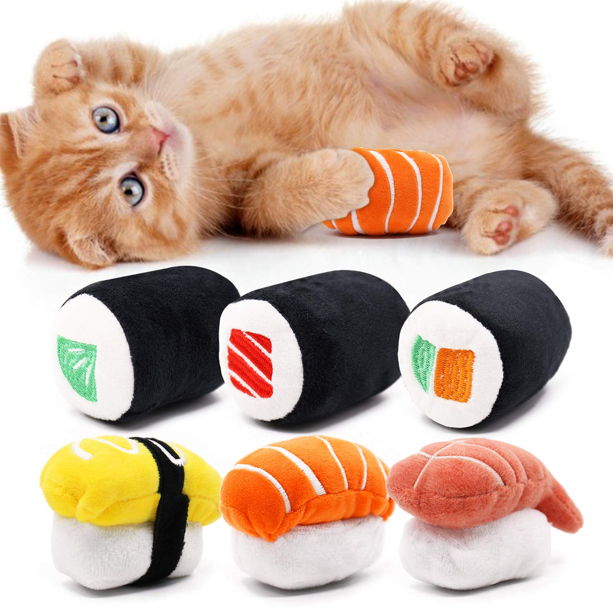 6 Pack Sushi Cat Toys with Catnip