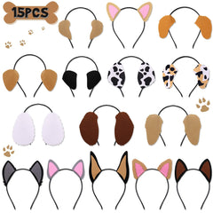 15 PCS Puppy Dogs Ear Headbands for Dogs Party