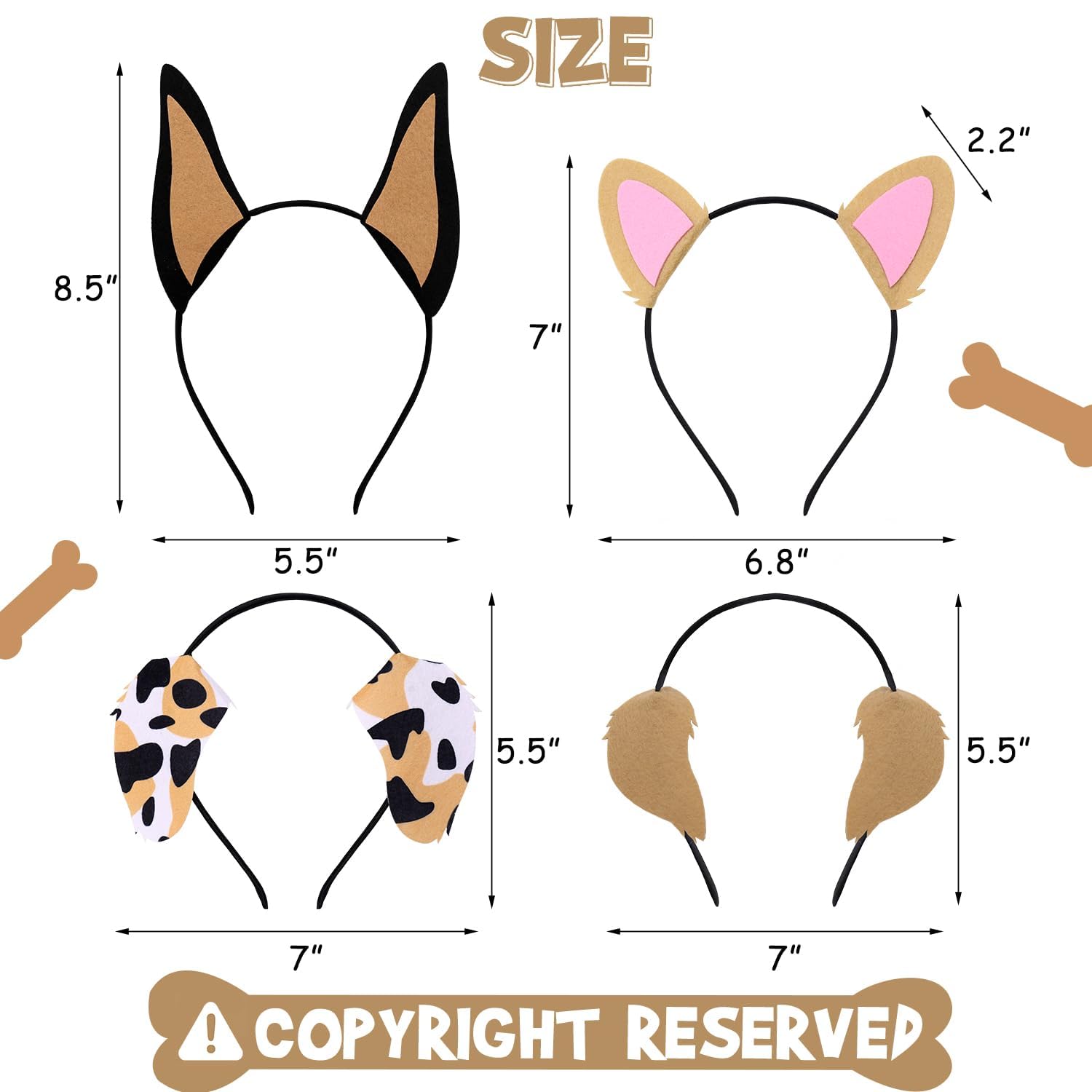 15 PCS Puppy Dogs Ear Headbands for Dogs Party