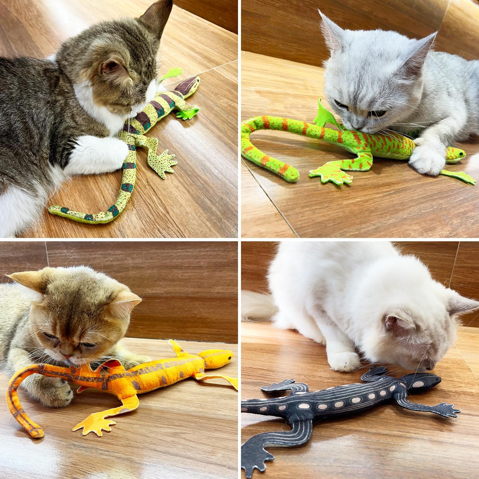 Lizard Catnip Toys Chew Bite Resistant Toys for Indoor Cats  Set of 4