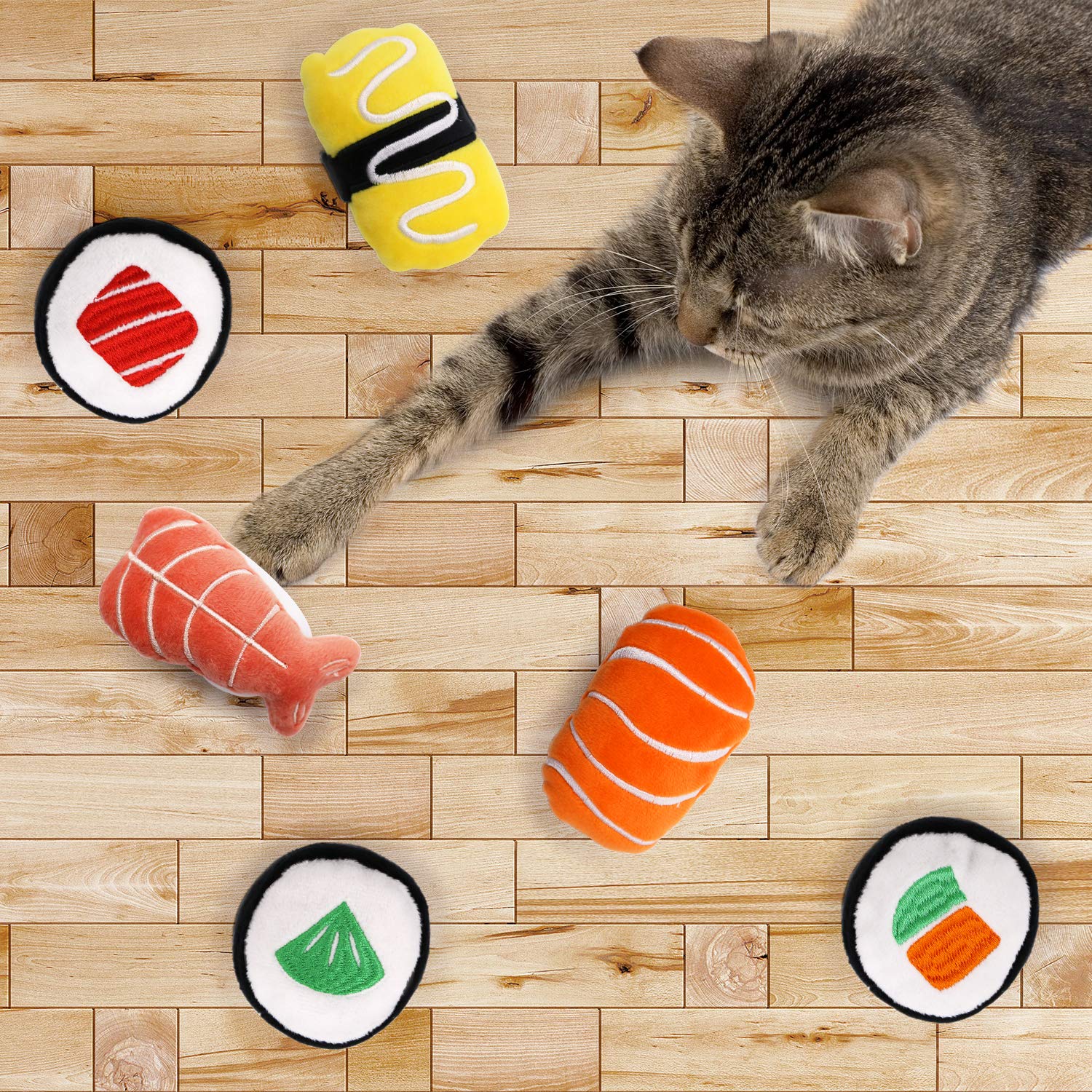 6 Pack Sushi Cat Toys with Catnip